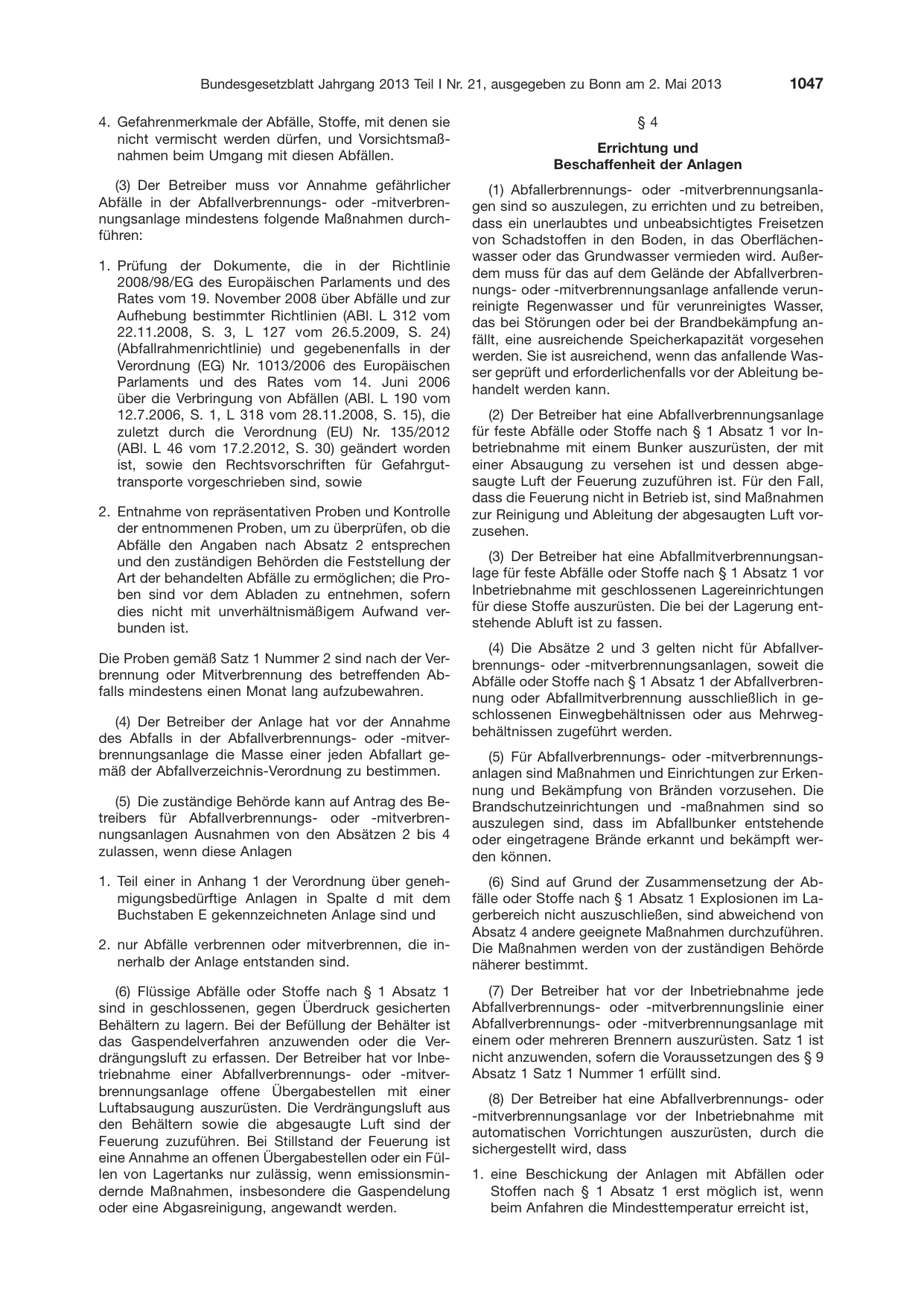 BGBl. 2013, Seite 1047 — Originalseite als Abbildung