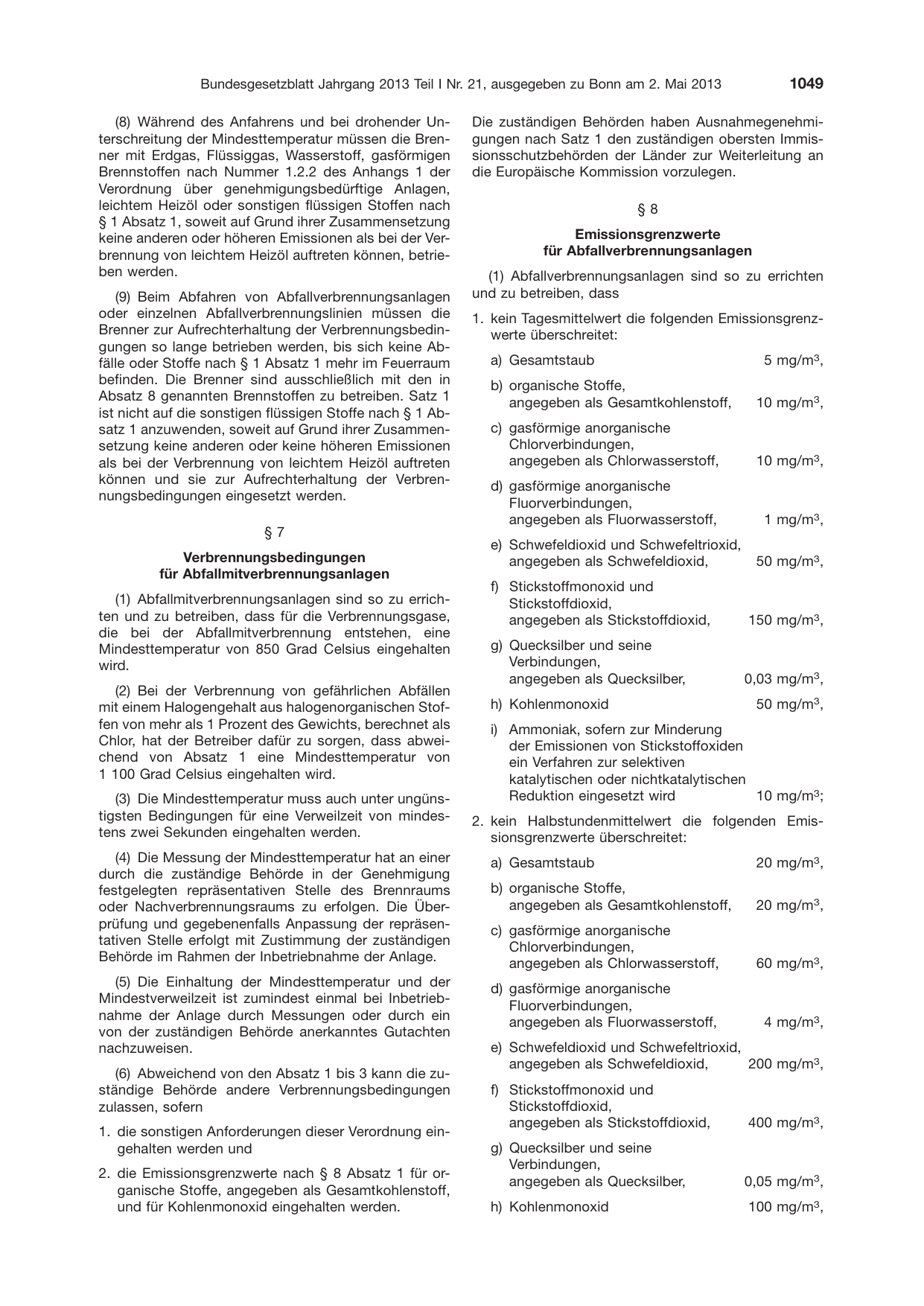 BGBl. 2013, Seite 1049 — Originalseite als Abbildung