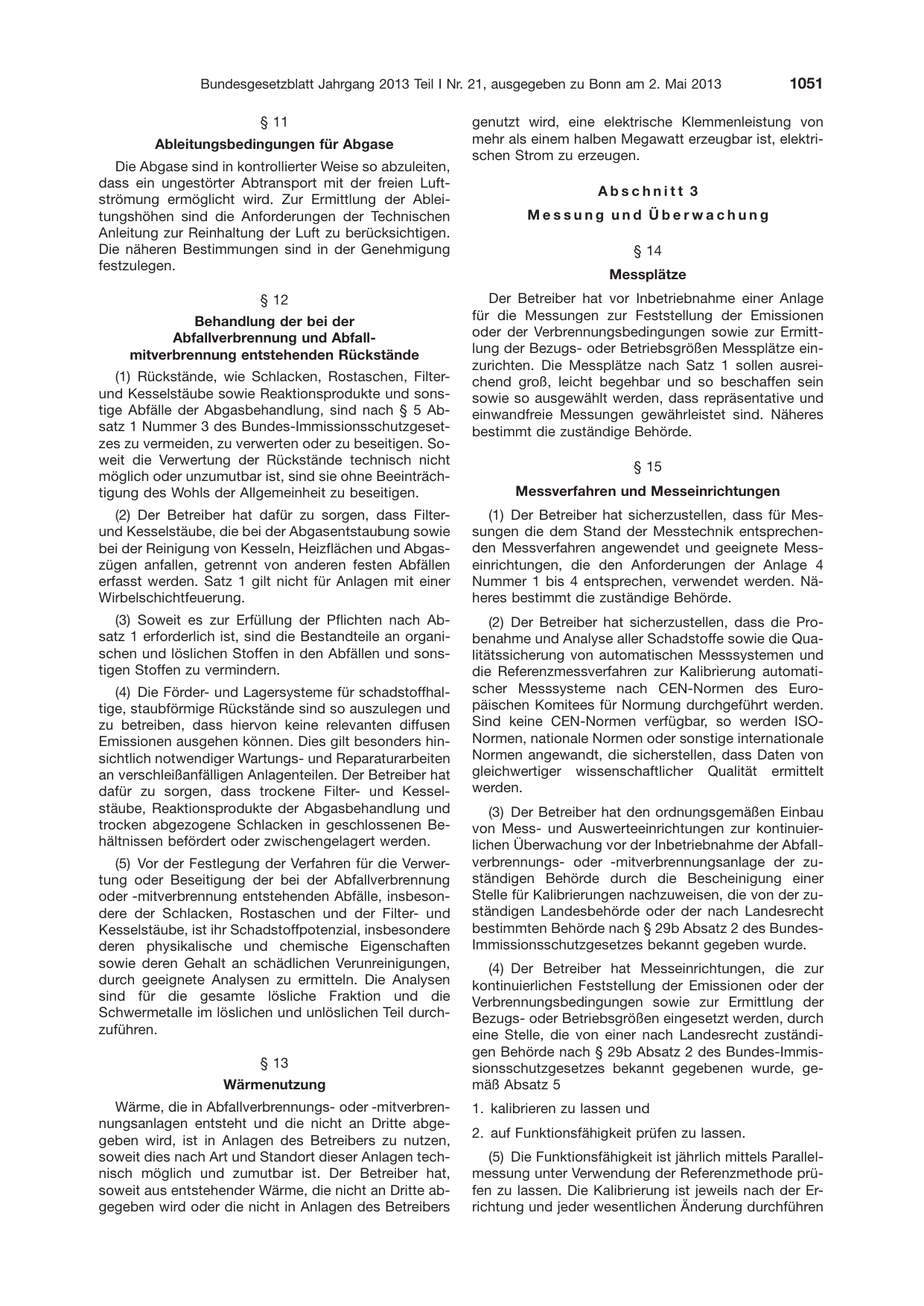 BGBl. 2013, Seite 1051 — Originalseite als Abbildung