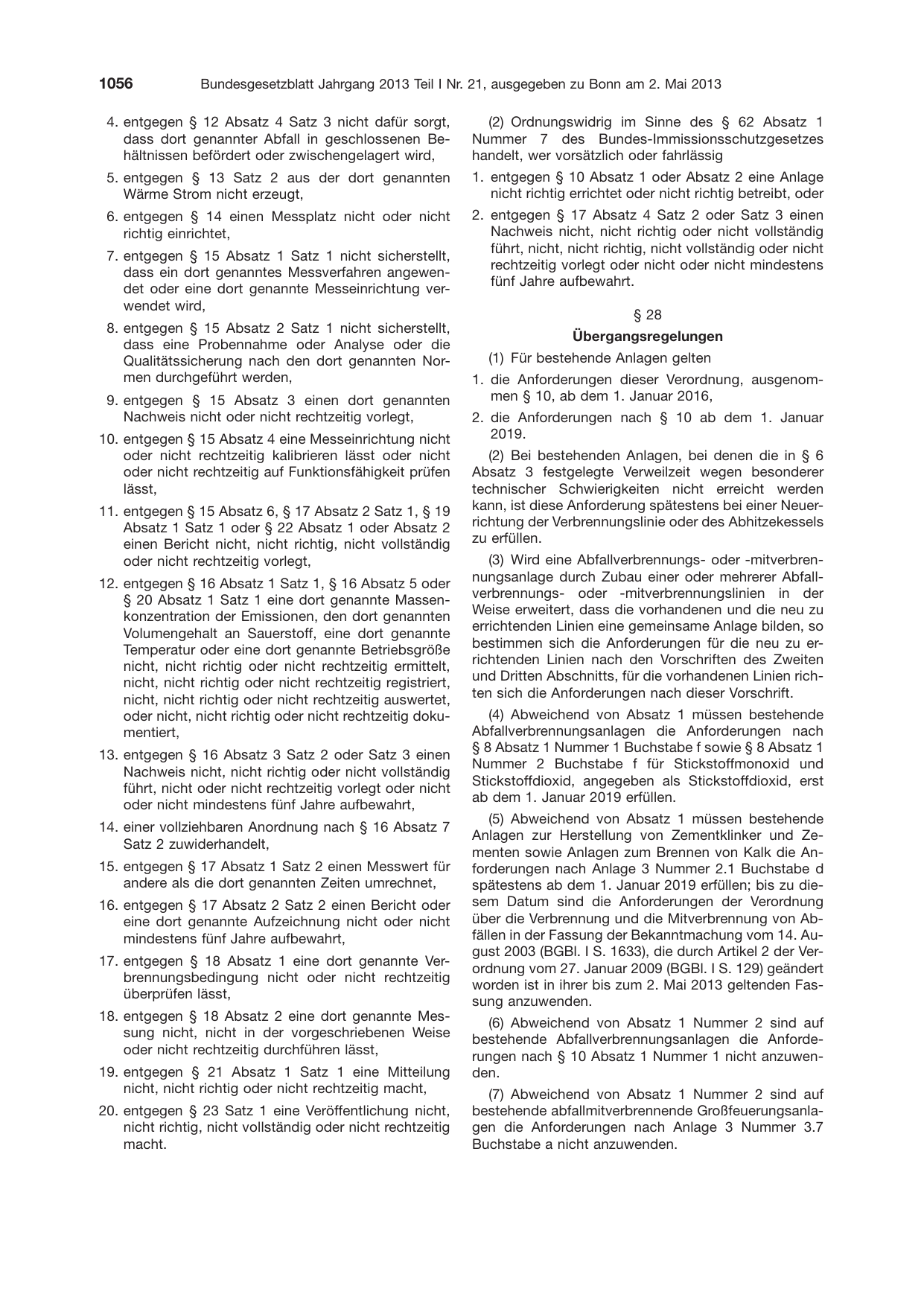 BGBl. 2013, Seite 1056 — Originalseite als Abbildung