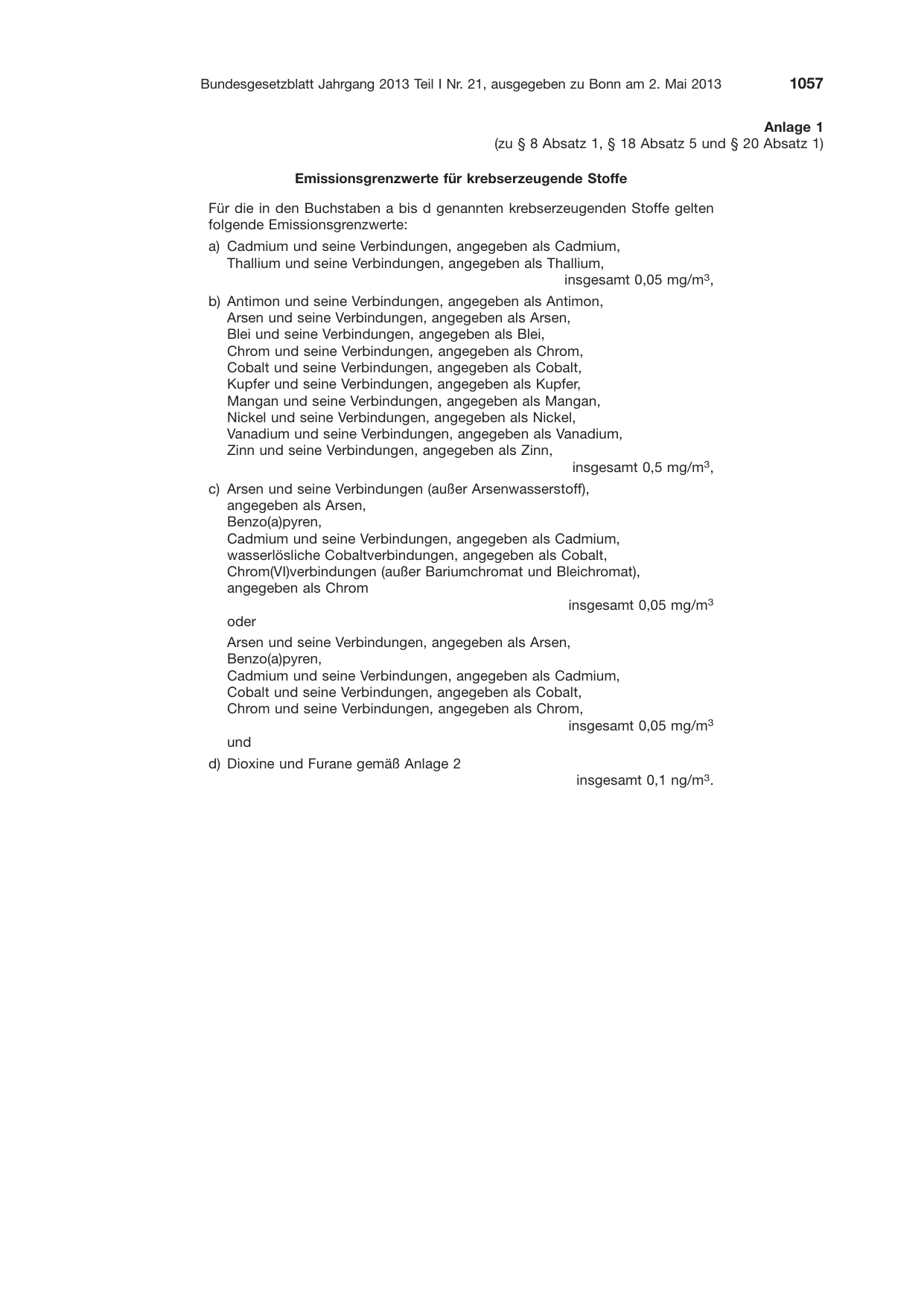 BGBl. 2013, Seite 1057 — Originalseite als Abbildung