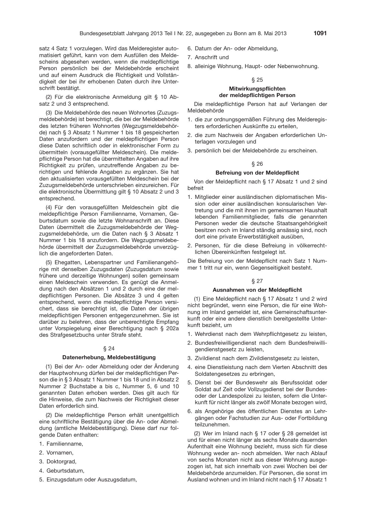 BGBl. 2013, Seite 1091 — Originalseite als Abbildung