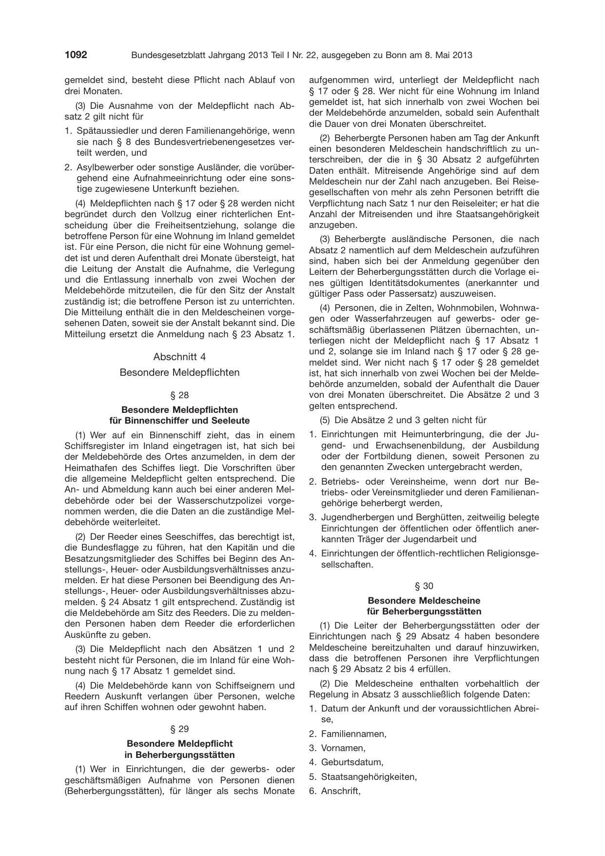 BGBl. 2013, Seite 1092 — Originalseite als Abbildung