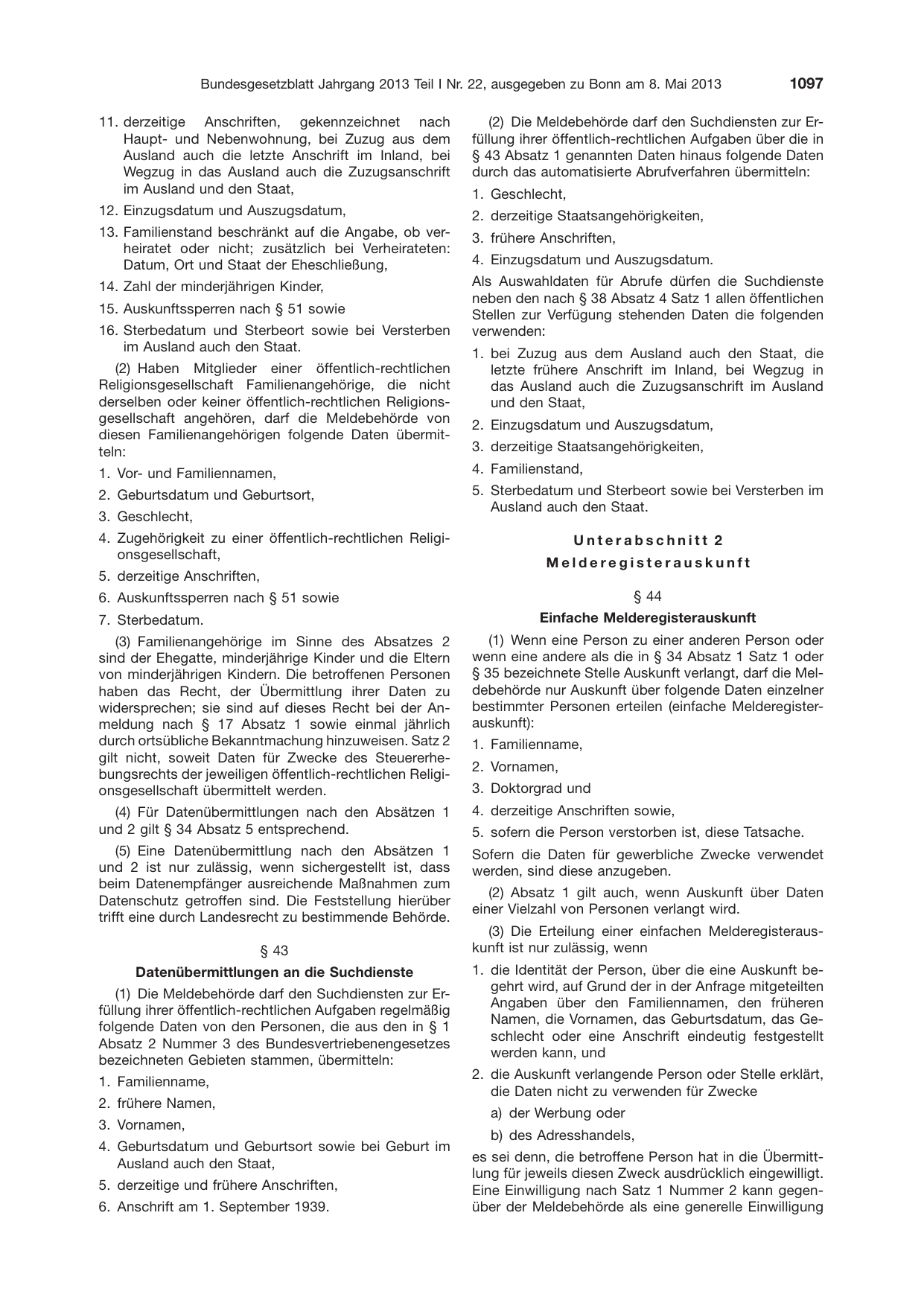 BGBl. 2013, Seite 1097 — Originalseite als Abbildung