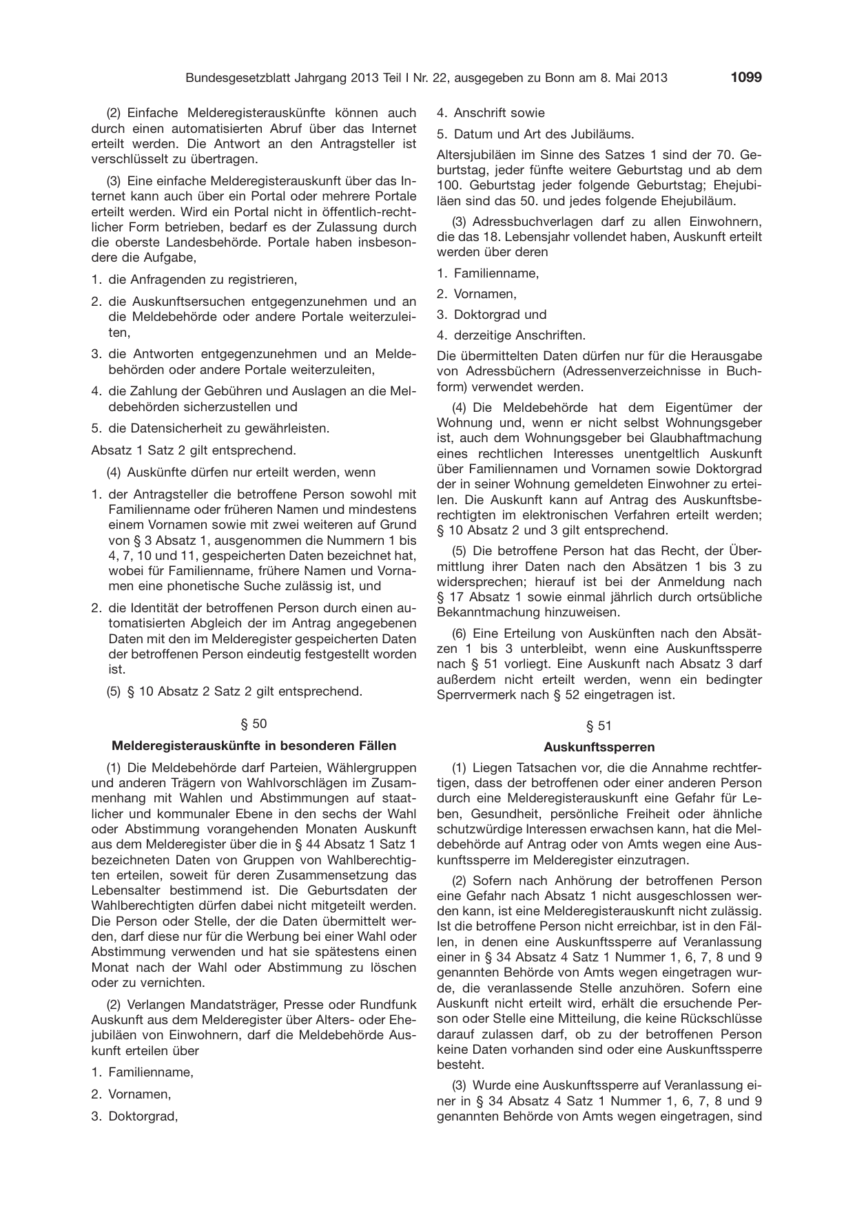 BGBl. 2013, Seite 1099 — Originalseite als Abbildung