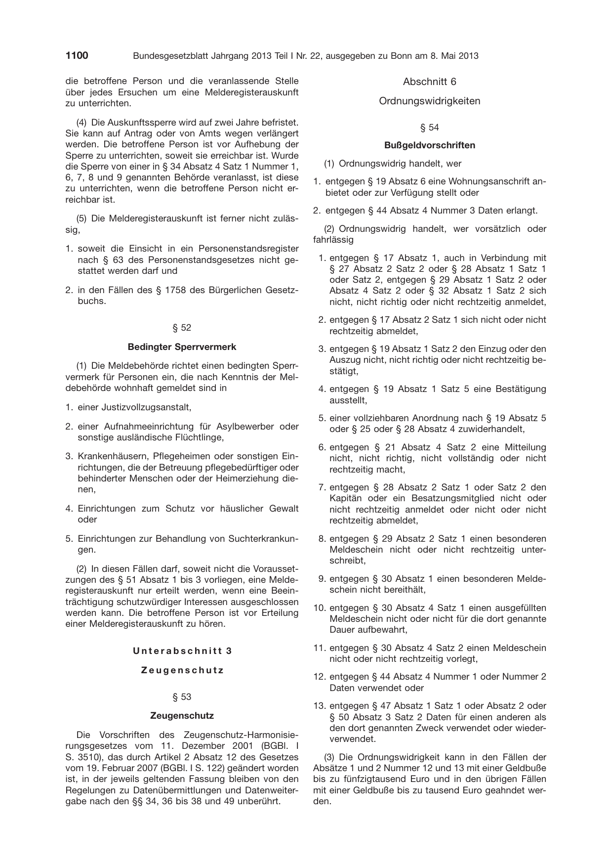 BGBl. 2013, Seite 1100 — Originalseite als Abbildung