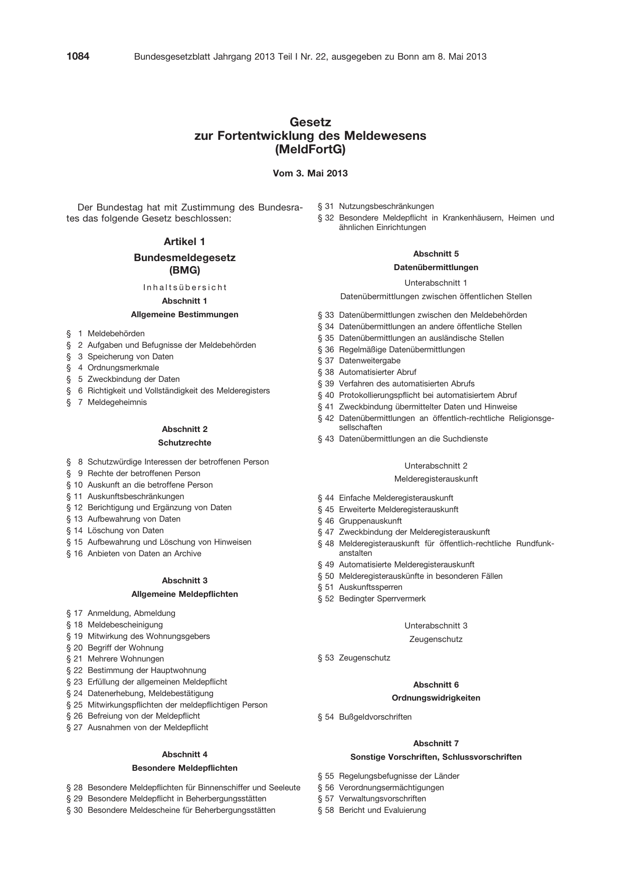 BGBl. 2013, Seite 1084 — Originalseite als Abbildung