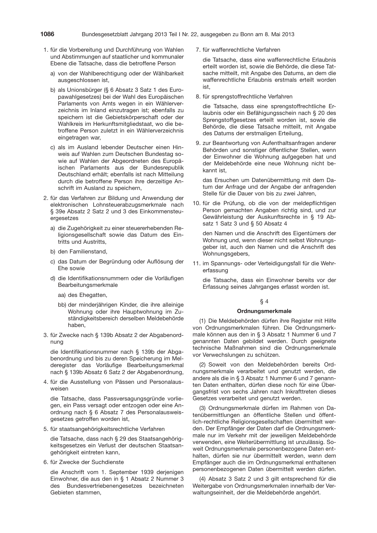 BGBl. 2013, Seite 1086 — Originalseite als Abbildung