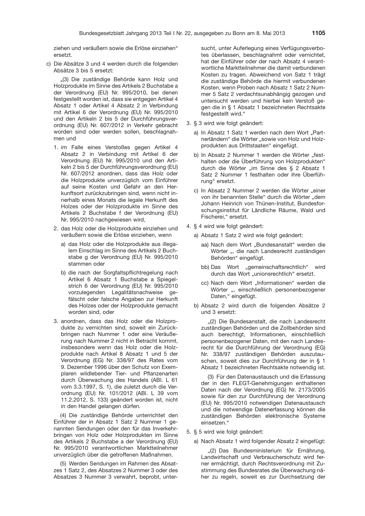 BGBl. 2013, Seite 1105 — Originalseite als Abbildung