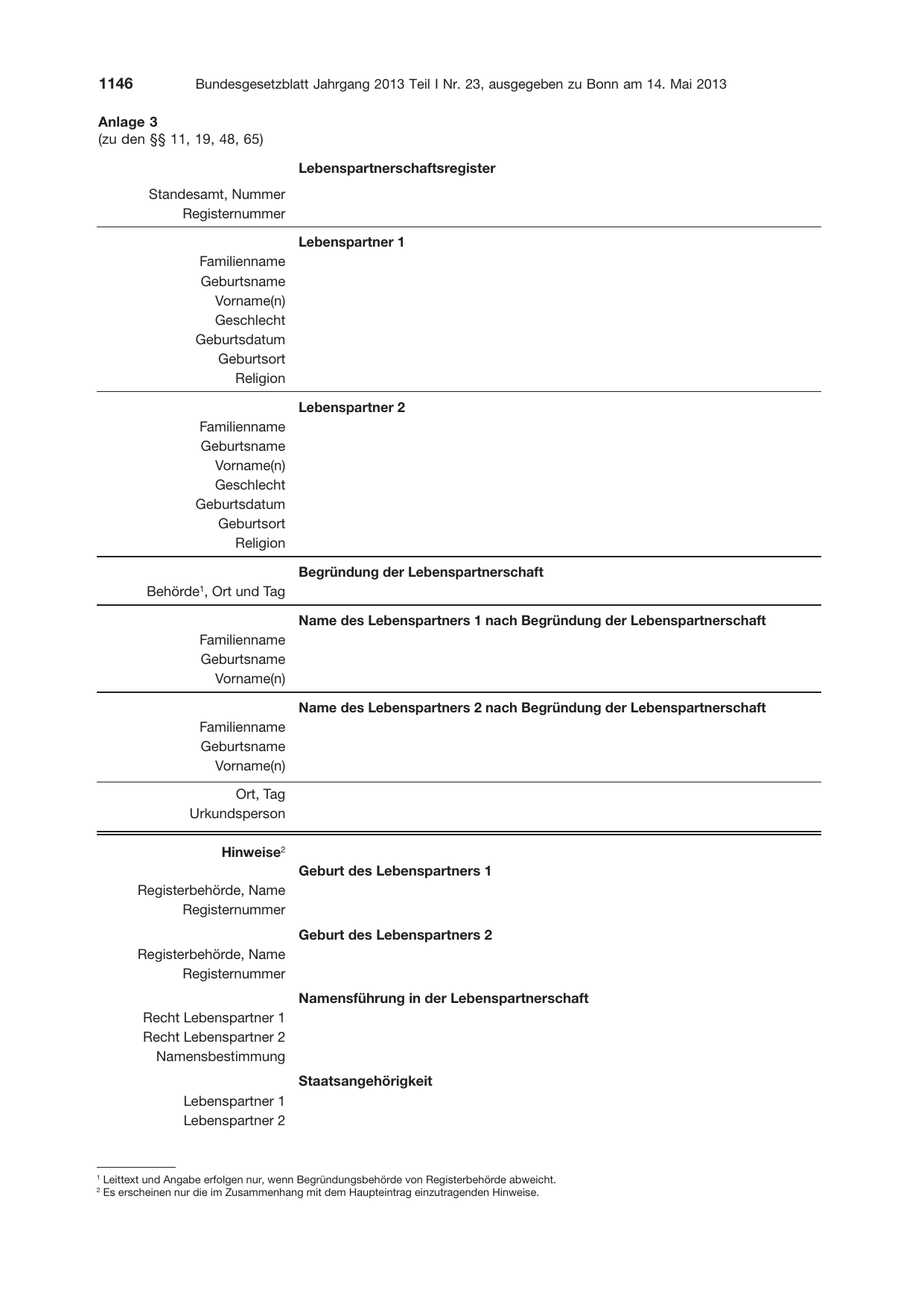 BGBl. 2013, Seite 1146 — Originalseite als Abbildung