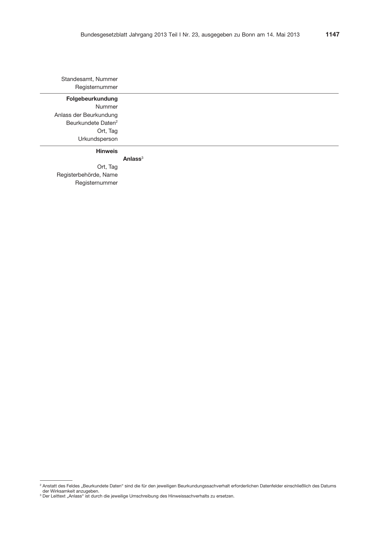 BGBl. 2013, Seite 1147 — Originalseite als Abbildung