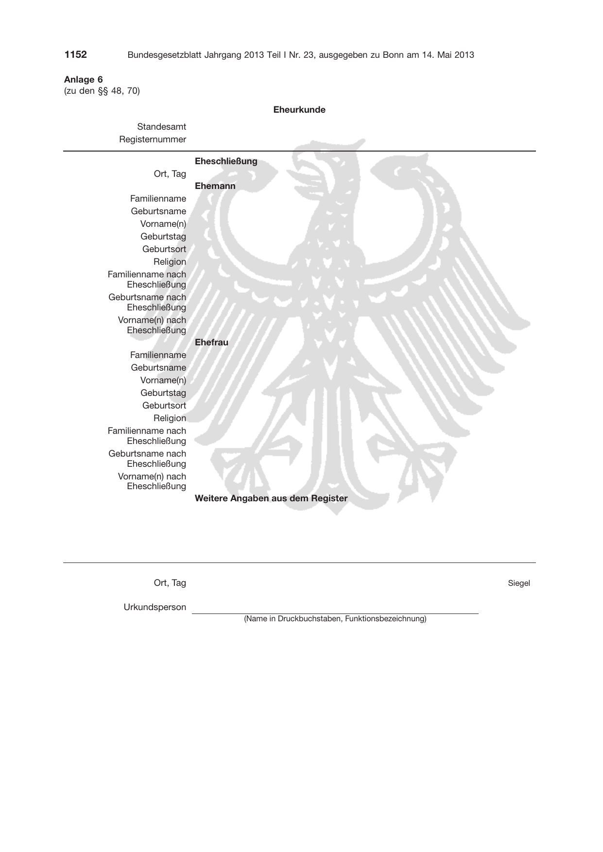BGBl. 2013, Seite 1152 — Originalseite als Abbildung