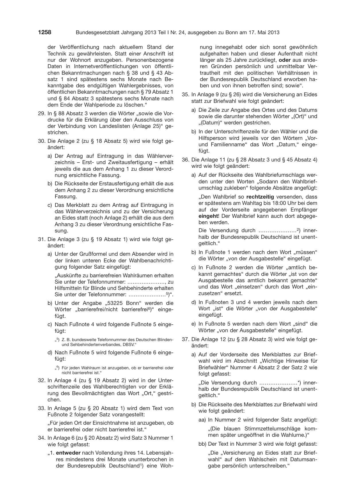 BGBl. 2013, Seite 1258 — Originalseite als Abbildung