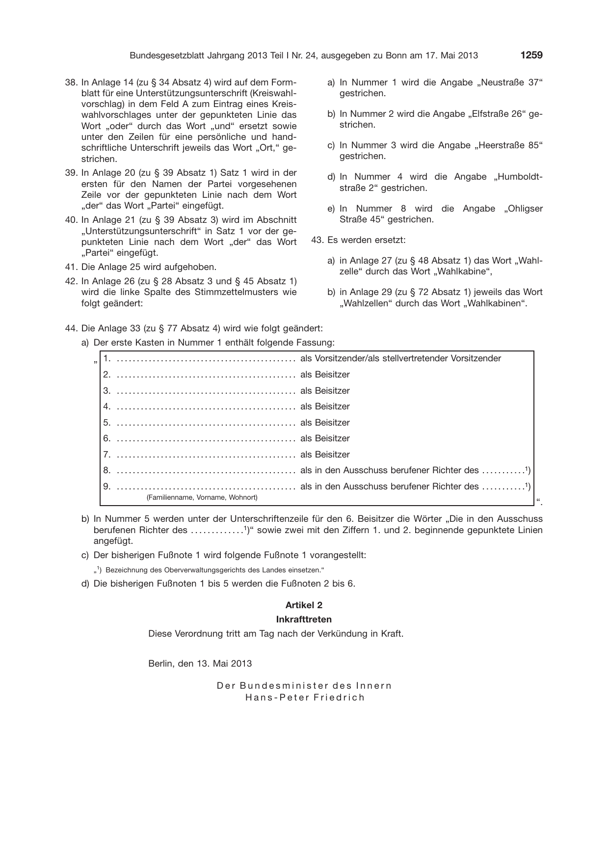 BGBl. 2013, Seite 1259 — Originalseite als Abbildung