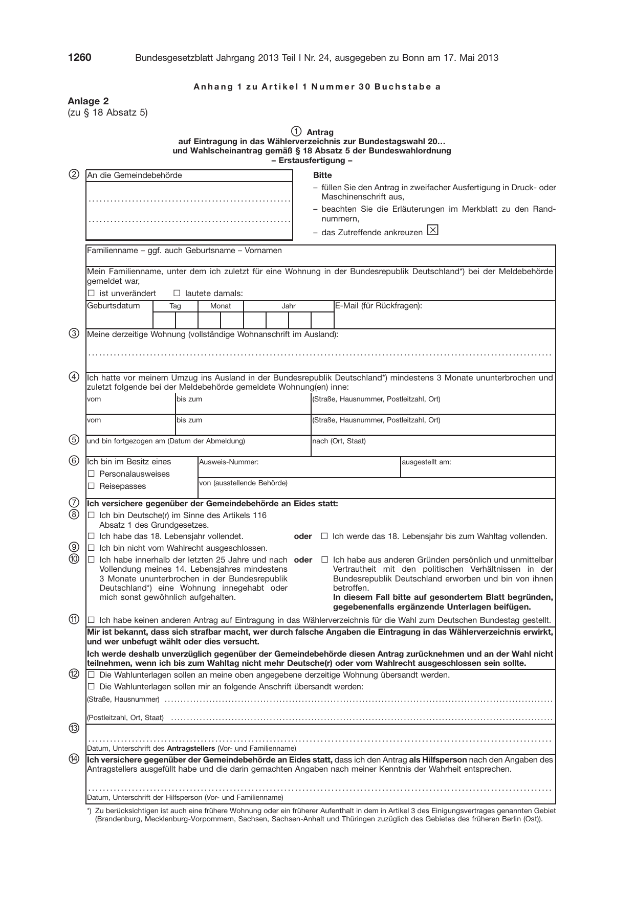 BGBl. 2013, Seite 1260 — Originalseite als Abbildung