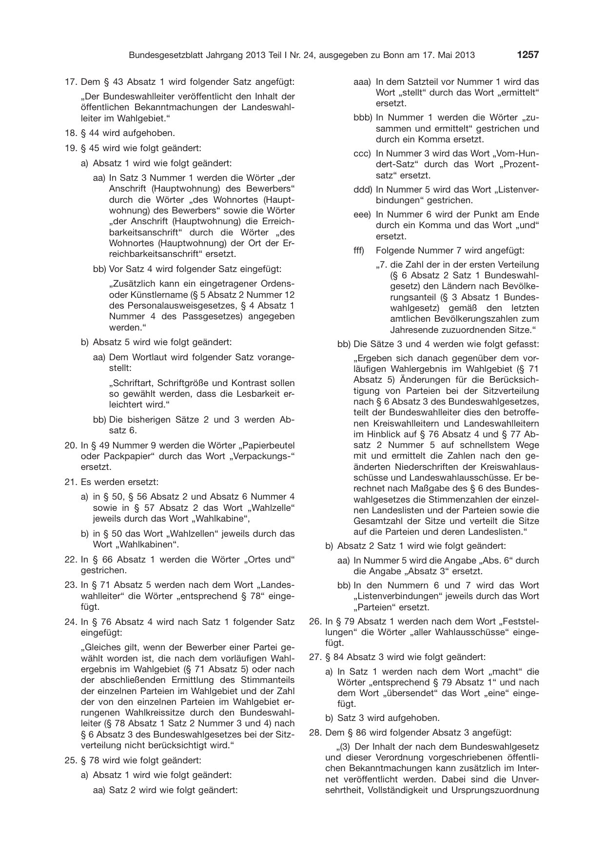 BGBl. 2013, Seite 1257 — Originalseite als Abbildung