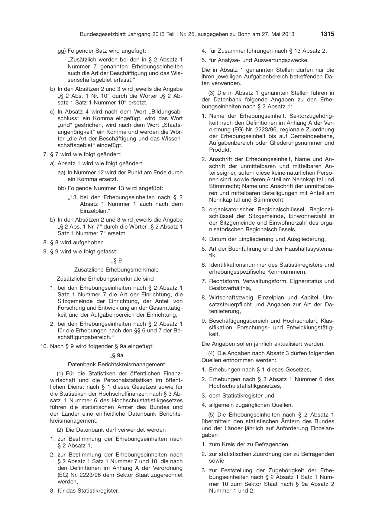BGBl. 2013, Seite 1315 — Originalseite als Abbildung