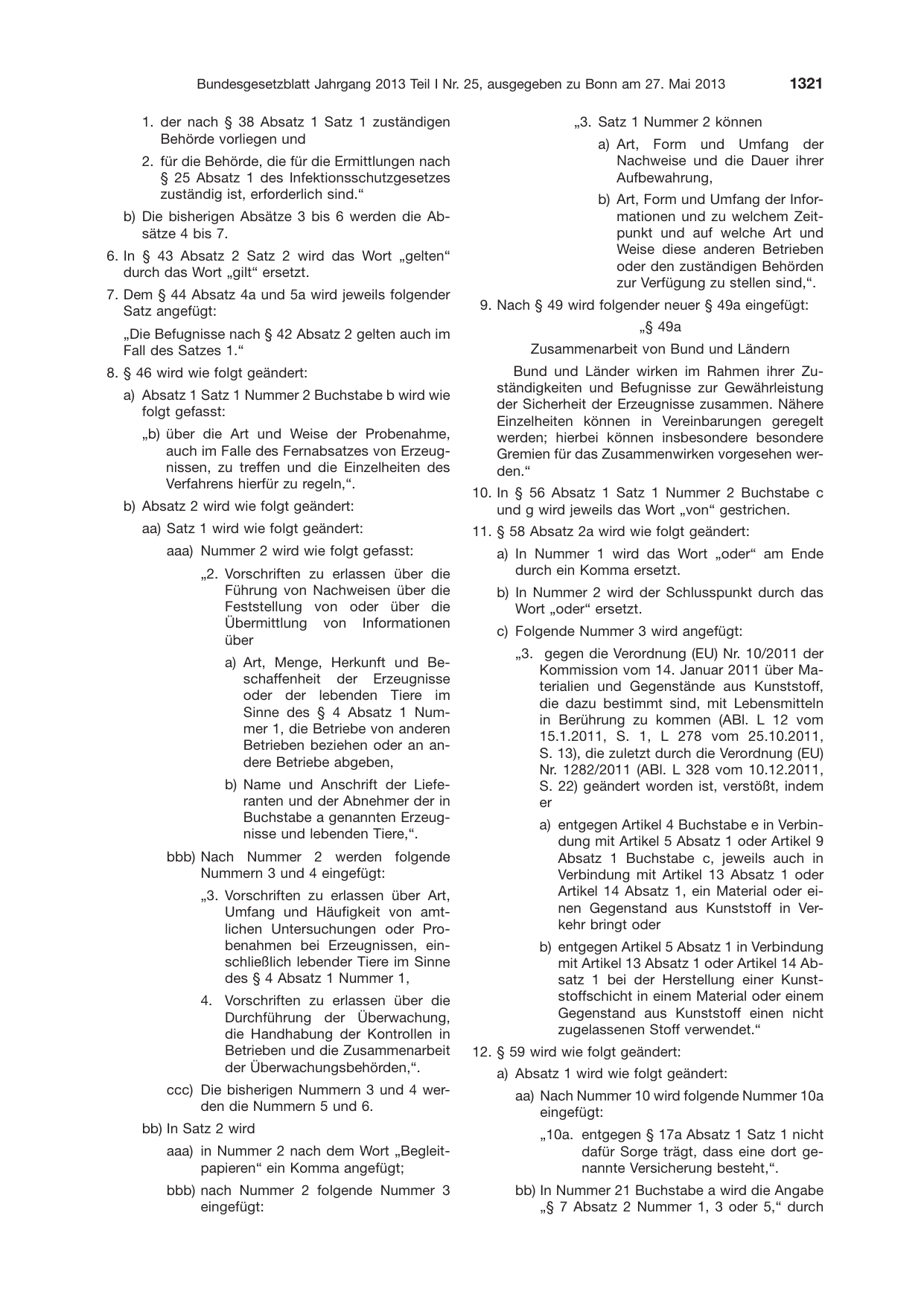 BGBl. 2013, Seite 1321 — Originalseite als Abbildung