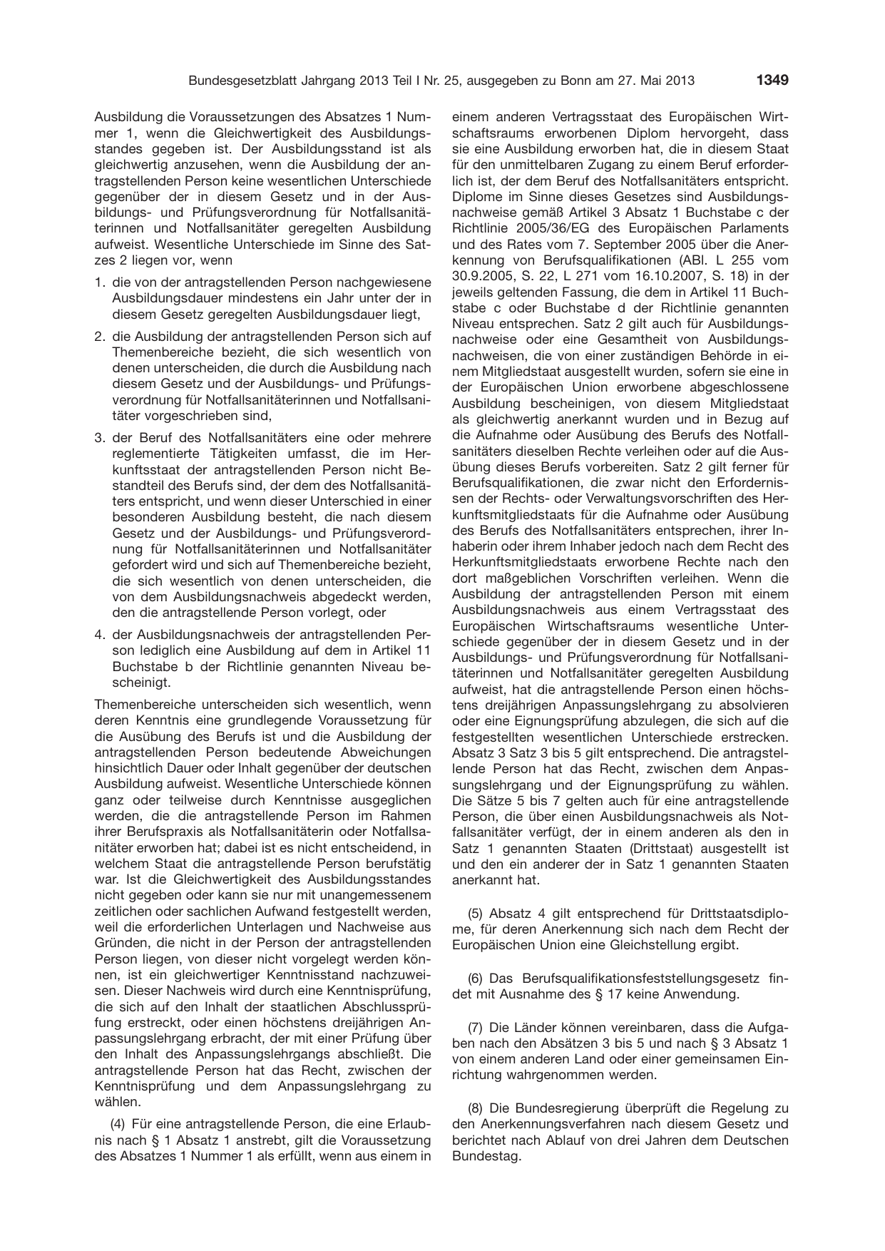 BGBl. 2013, Seite 1349 — Originalseite als Abbildung