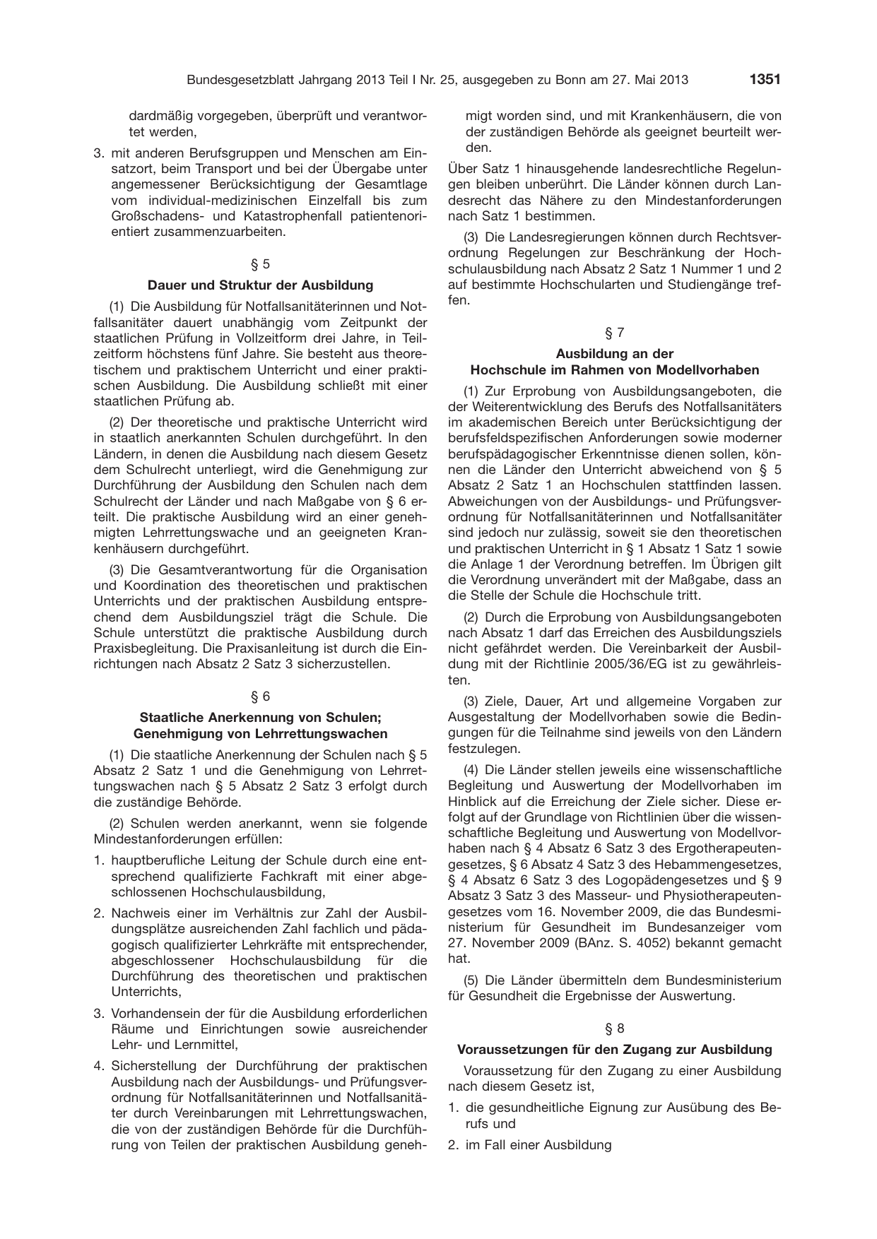 BGBl. 2013, Seite 1351 — Originalseite als Abbildung