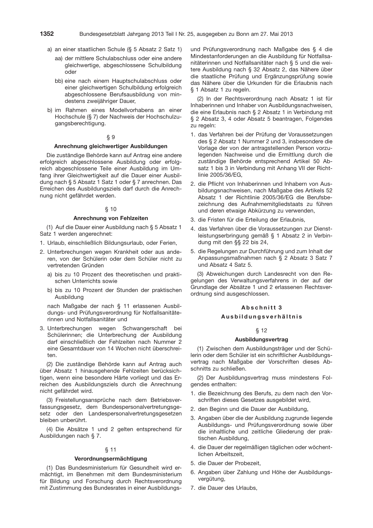 BGBl. 2013, Seite 1352 — Originalseite als Abbildung