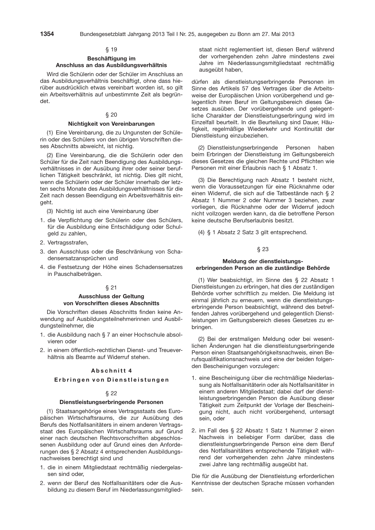 BGBl. 2013, Seite 1354 — Originalseite als Abbildung