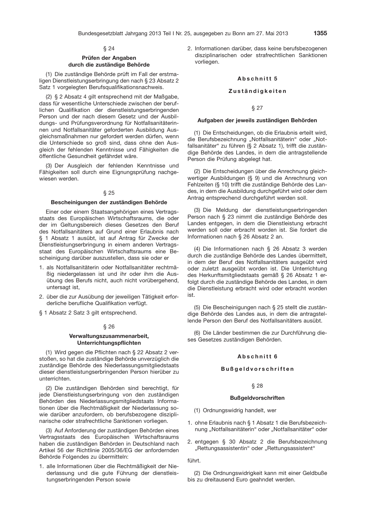 BGBl. 2013, Seite 1355 — Originalseite als Abbildung