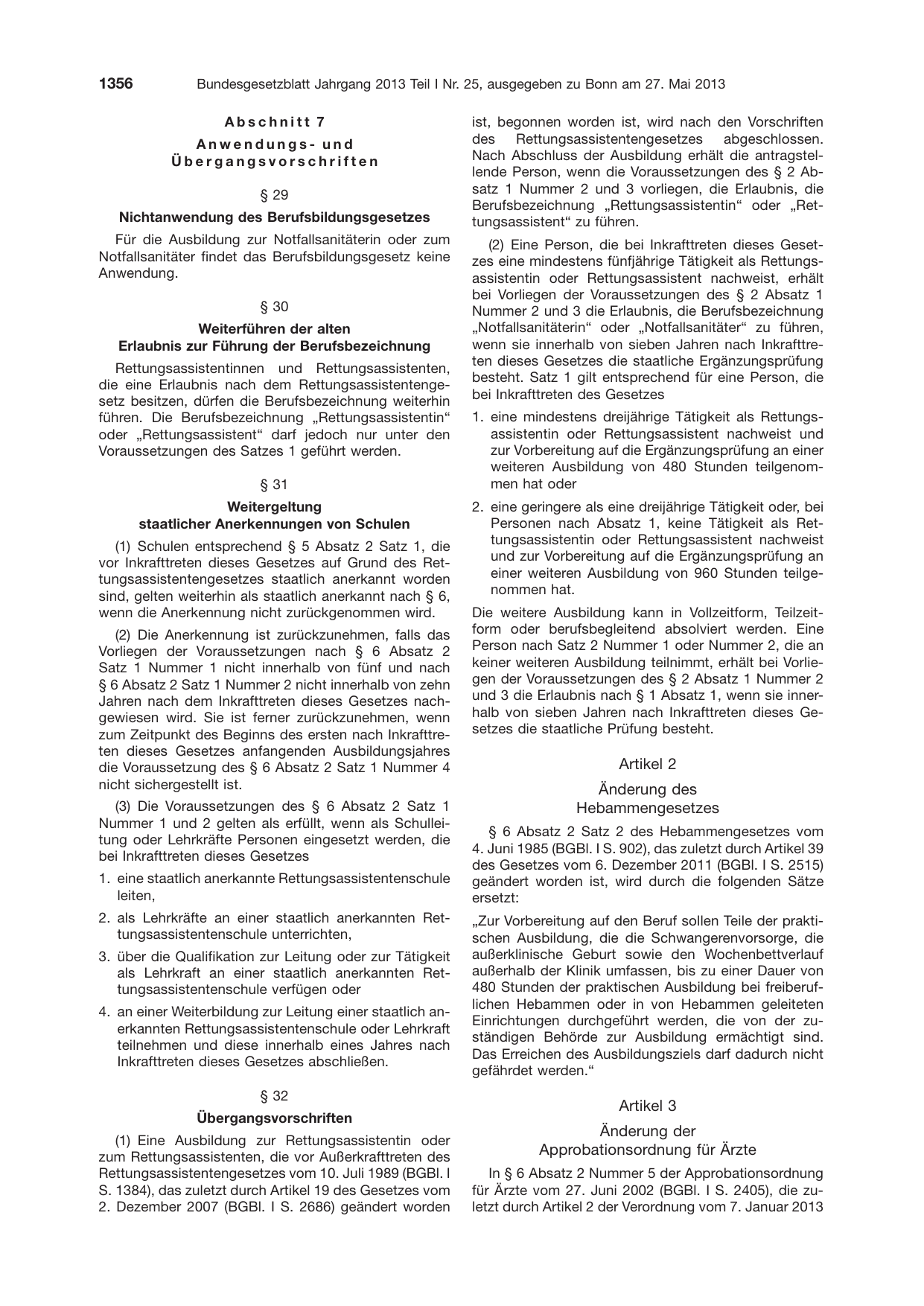 BGBl. 2013, Seite 1356 — Originalseite als Abbildung