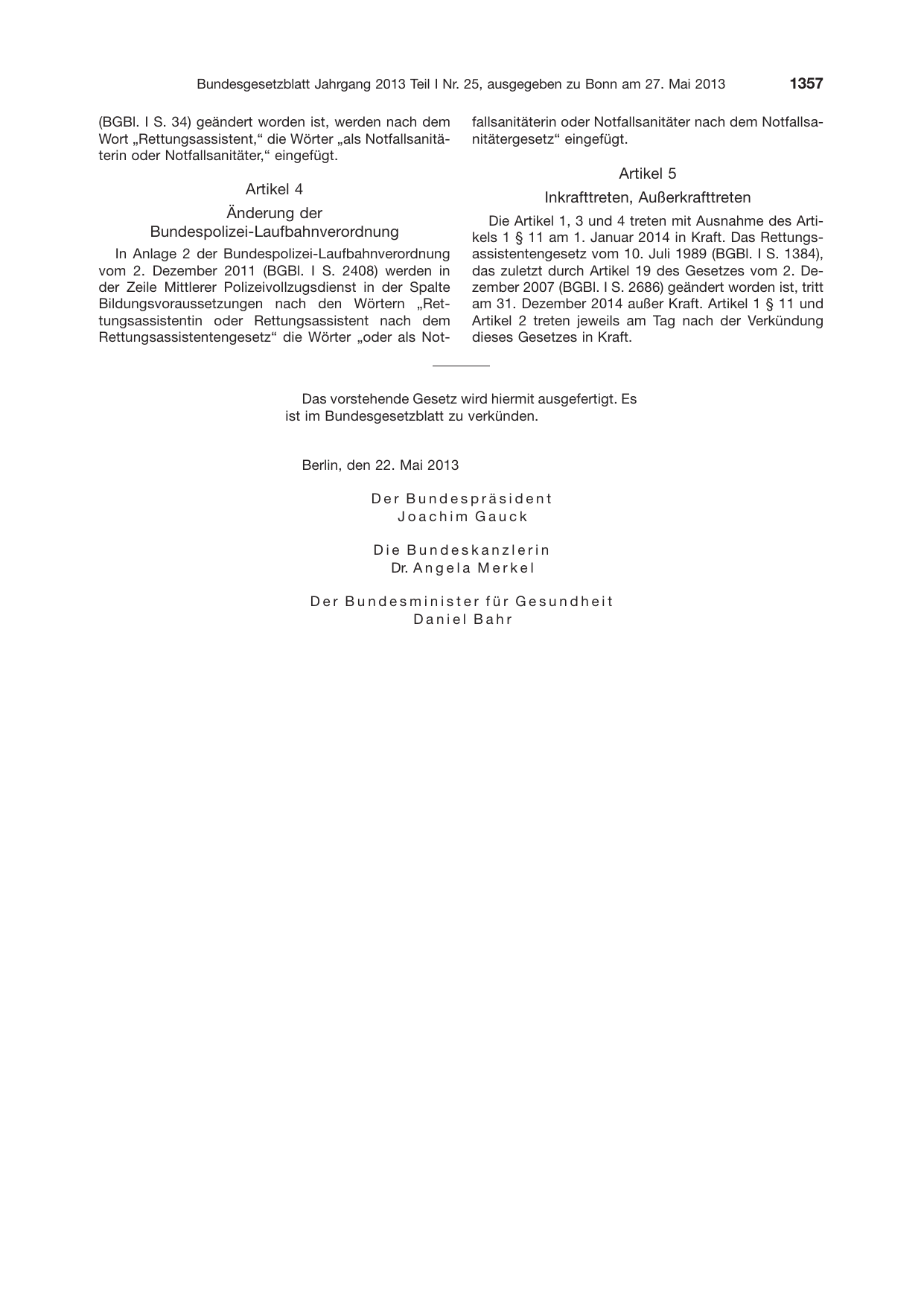 BGBl. 2013, Seite 1357 — Originalseite als Abbildung