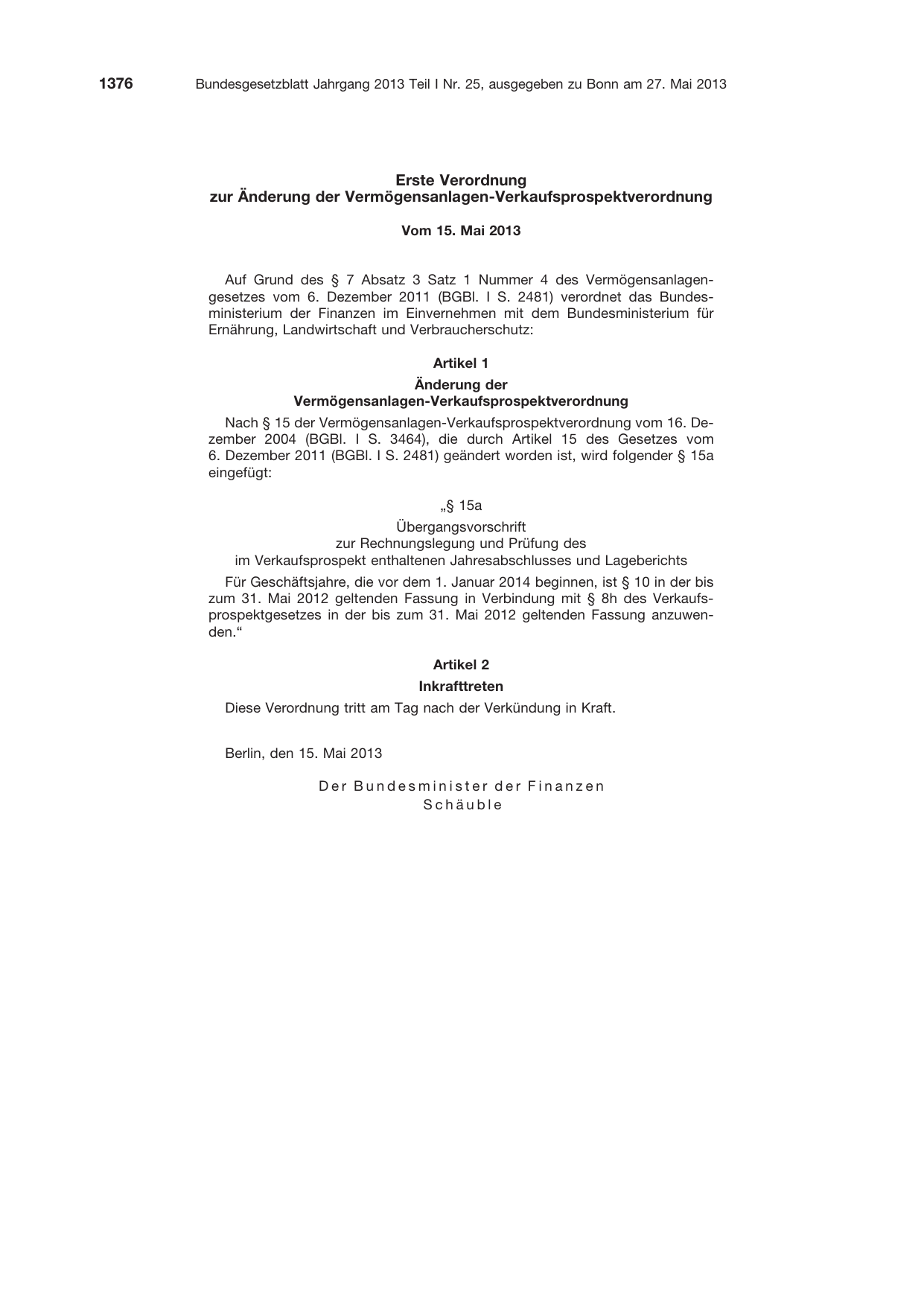 BGBl. 2013, Seite 1376 — Originalseite als Abbildung