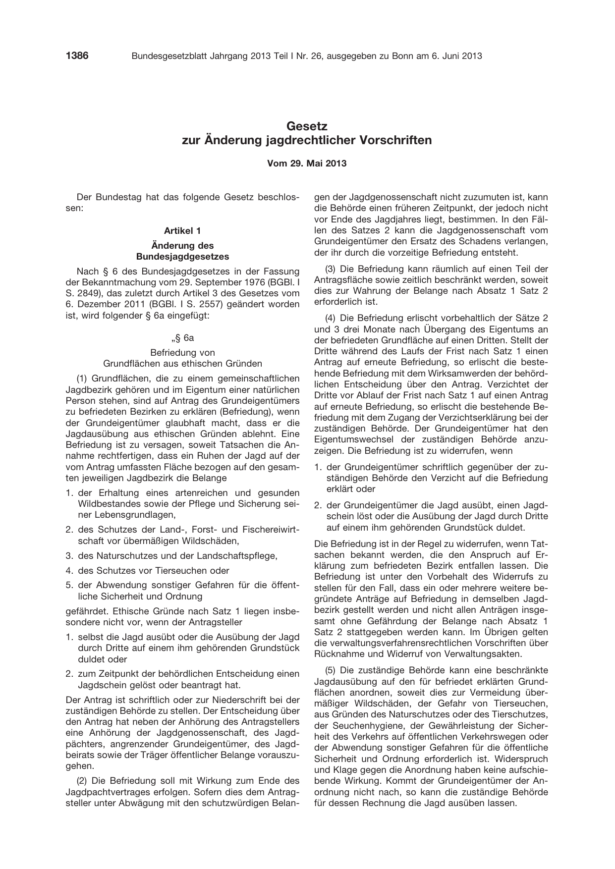 BGBl. 2013, Seite 1386 — Originalseite als Abbildung