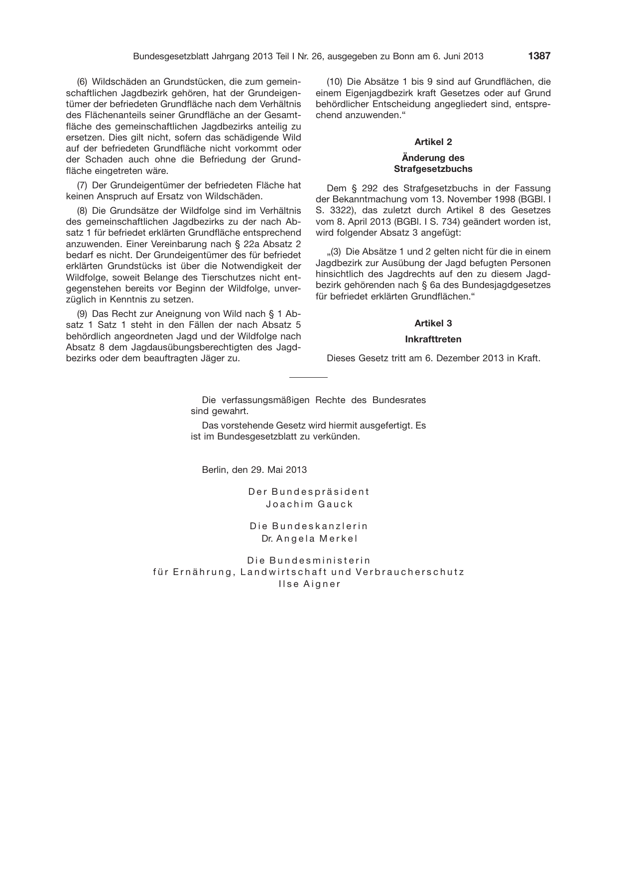 BGBl. 2013, Seite 1387 — Originalseite als Abbildung