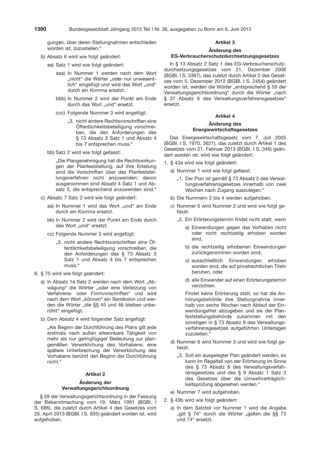 BGBl. 2013, Seite 1390 — Originalseite als Abbildung