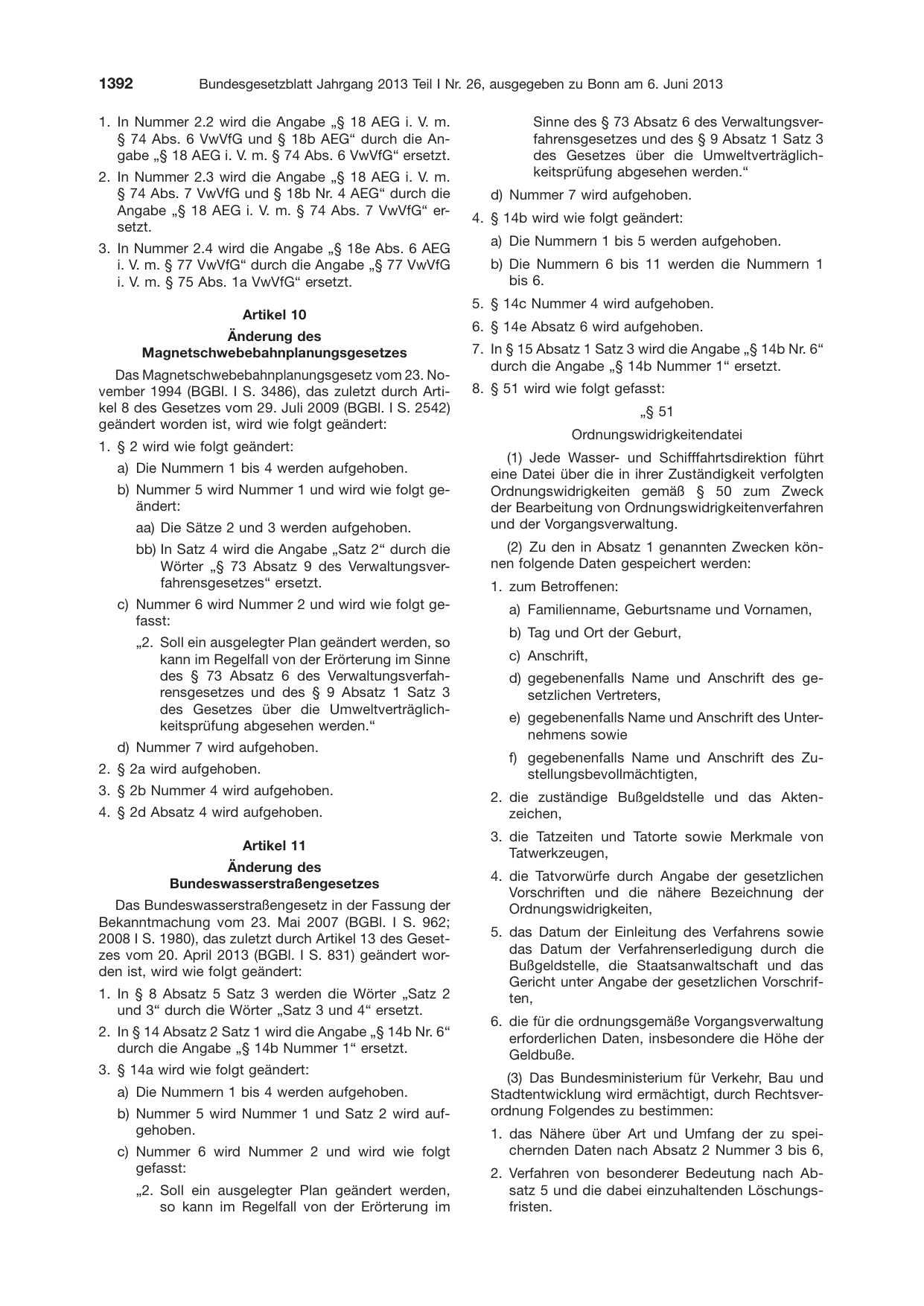 BGBl. 2013, Seite 1392 — Originalseite als Abbildung