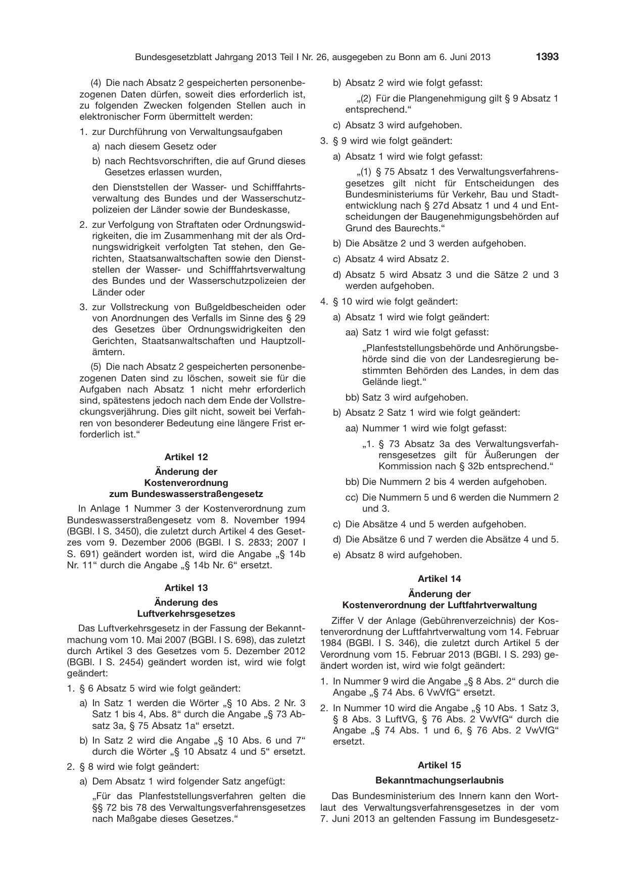BGBl. 2013, Seite 1393 — Originalseite als Abbildung