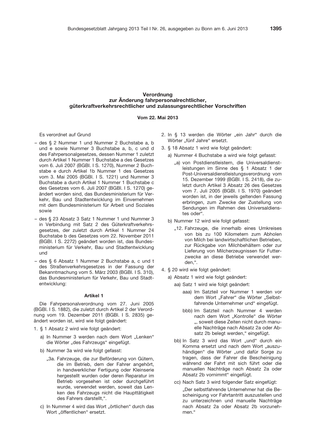 BGBl. 2013, Seite 1395 — Originalseite als Abbildung