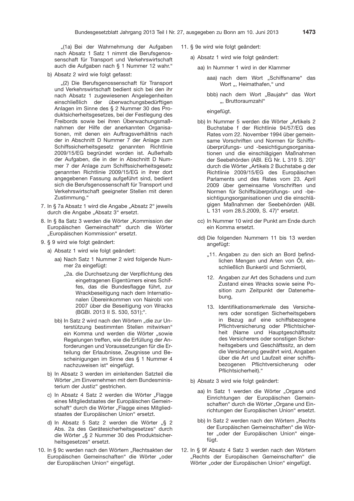 BGBl. 2013, Seite 1473 — Originalseite als Abbildung