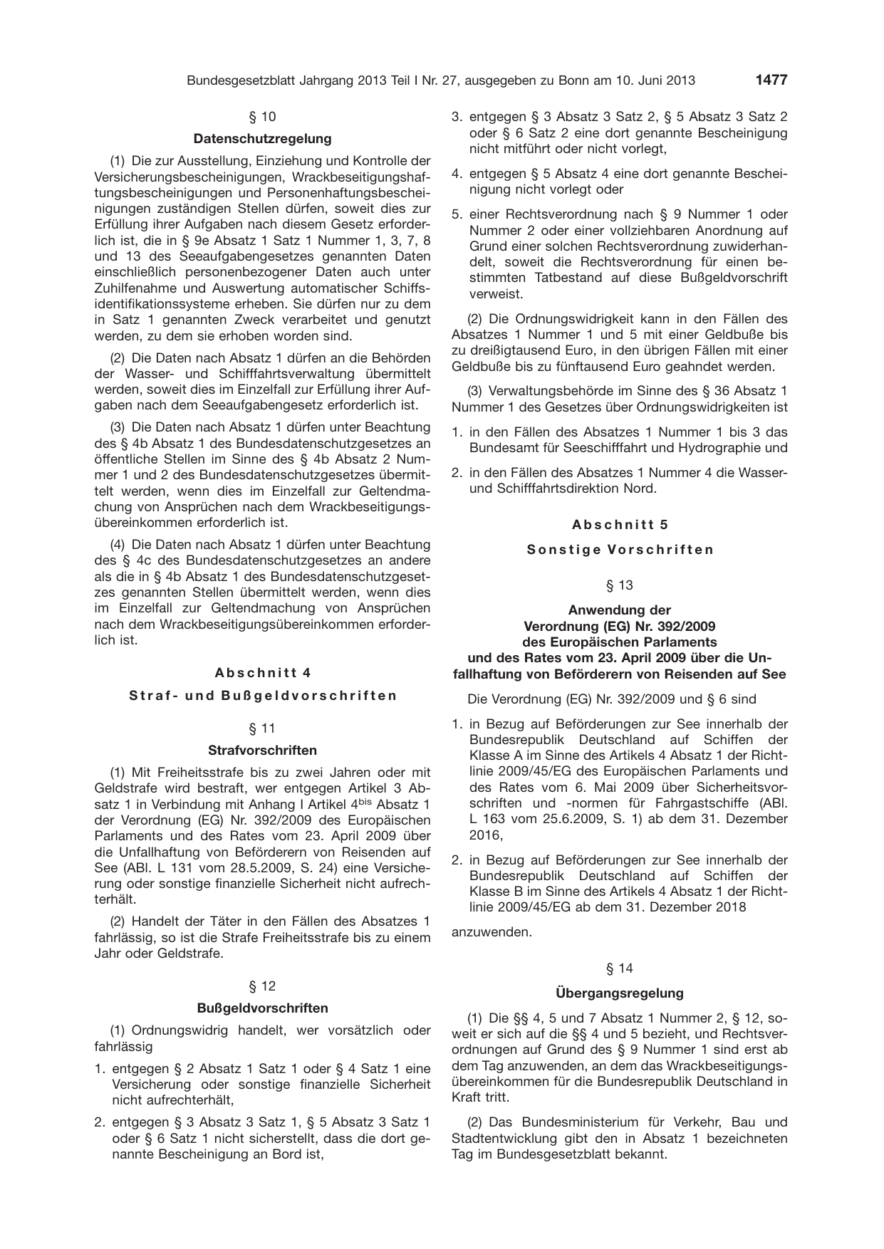 BGBl. 2013, Seite 1477 — Originalseite als Abbildung