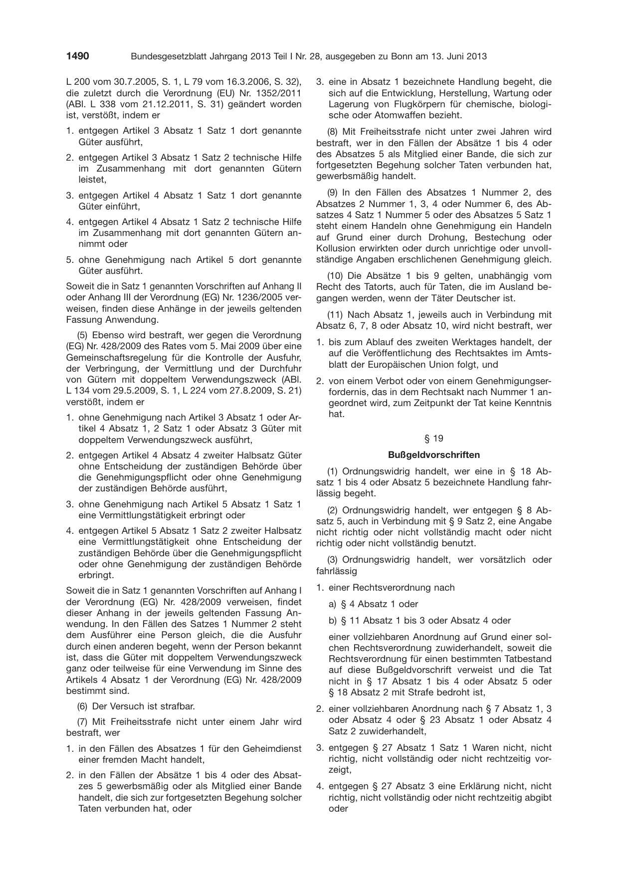 BGBl. 2013, Seite 1490 — Originalseite als Abbildung