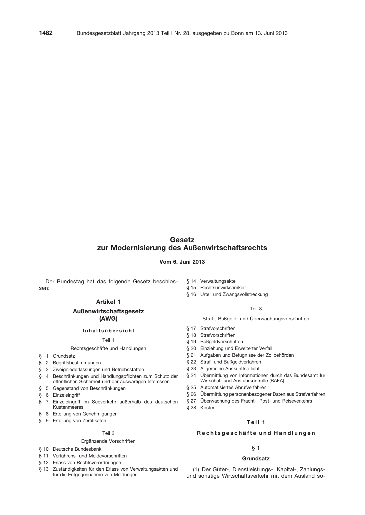 BGBl. 2013, Seite 1482 — Originalseite als Abbildung