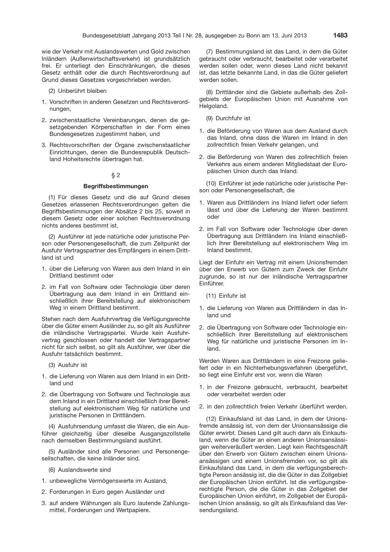 BGBl. 2013, Seite 1483 — Originalseite als Abbildung