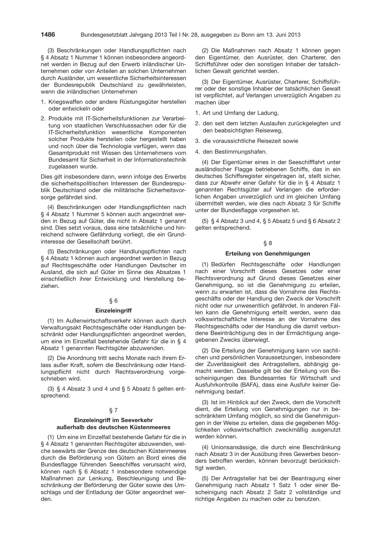BGBl. 2013, Seite 1486 — Originalseite als Abbildung