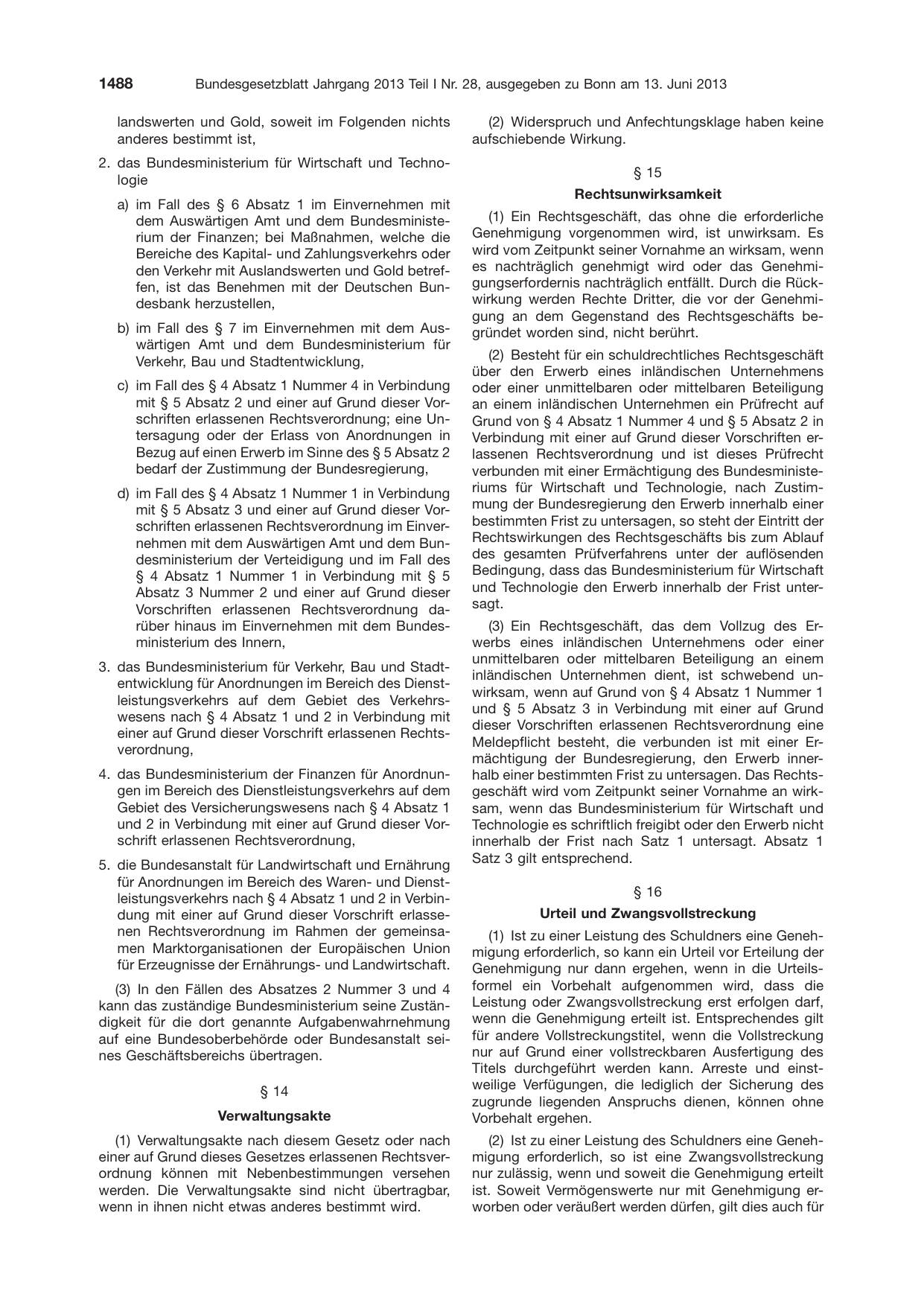 BGBl. 2013, Seite 1488 — Originalseite als Abbildung