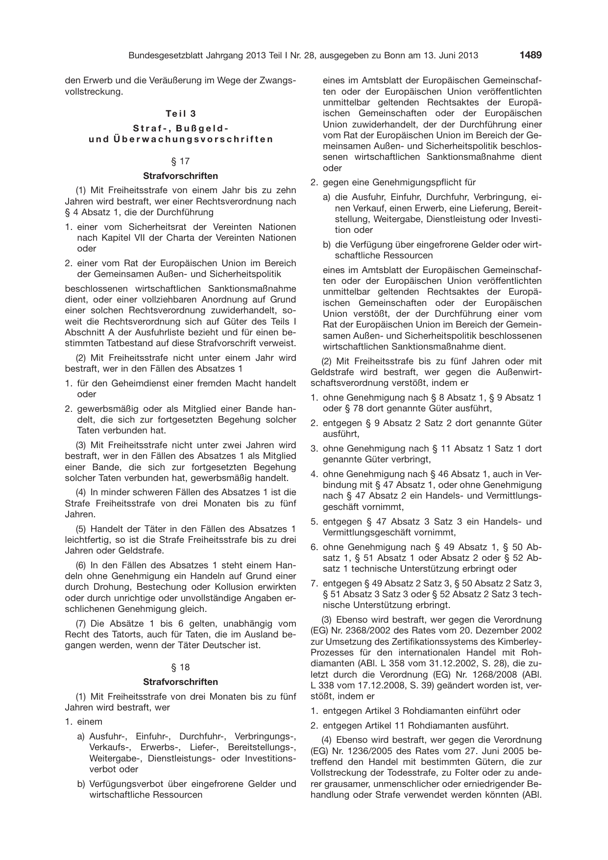 BGBl. 2013, Seite 1489 — Originalseite als Abbildung