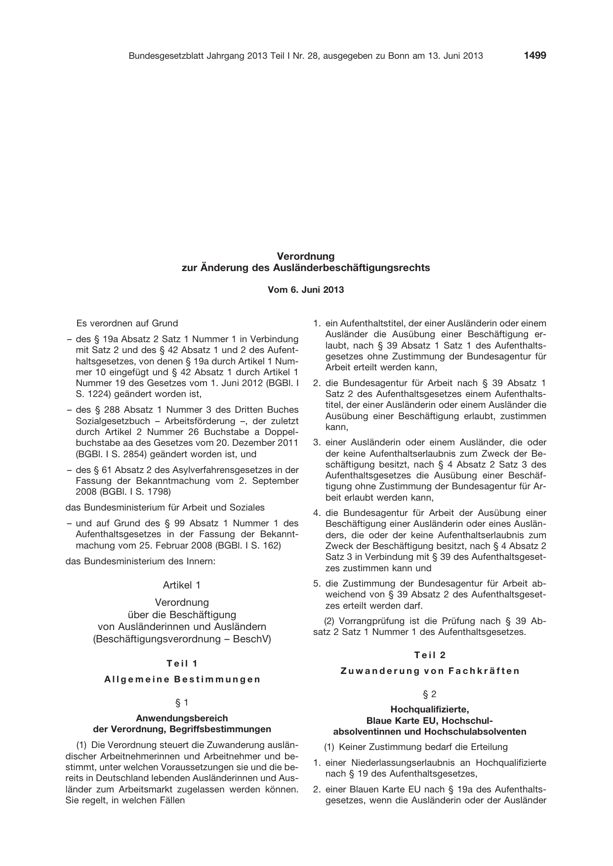 BGBl. 2013, Seite 1499 — Originalseite als Abbildung