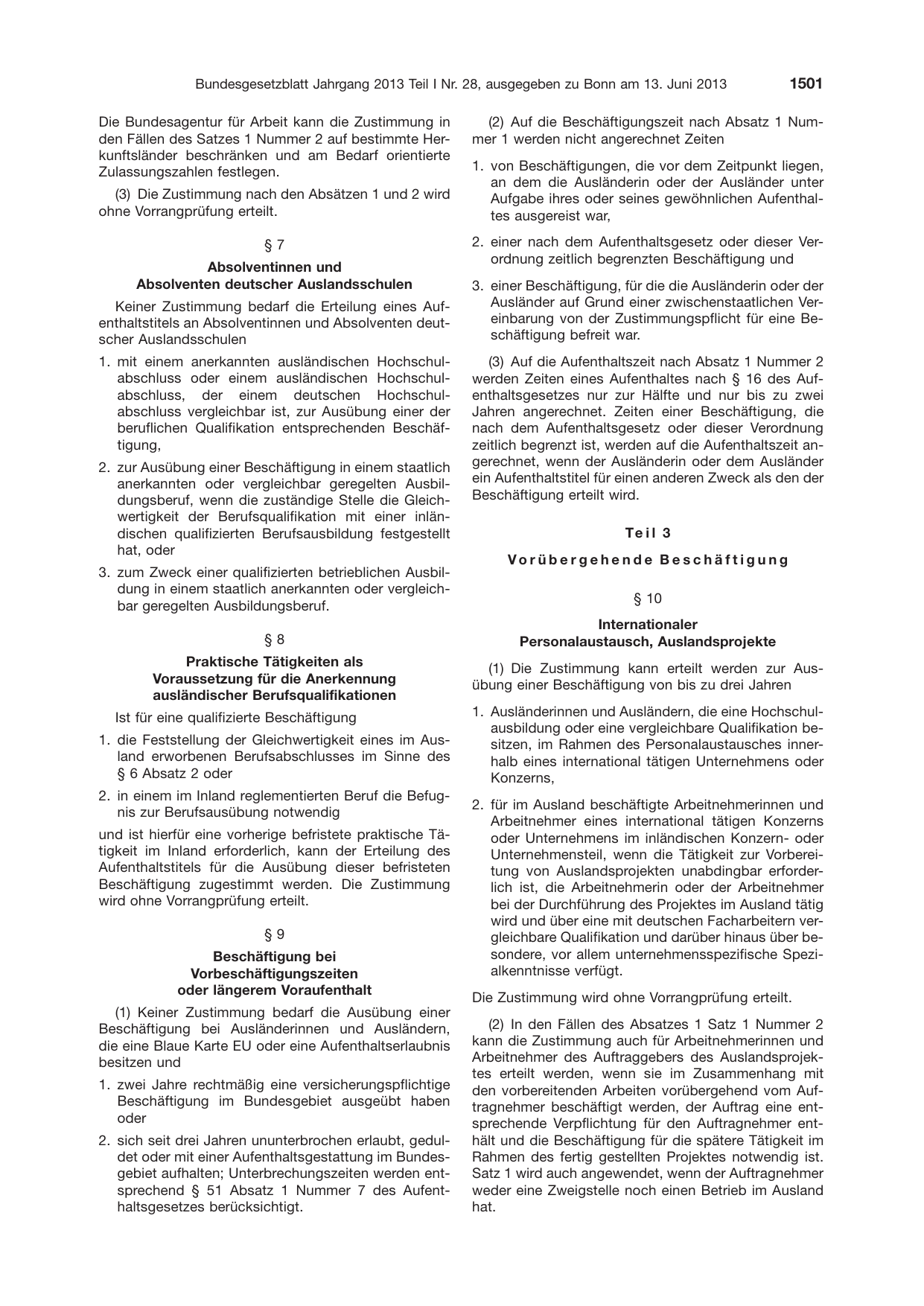 BGBl. 2013, Seite 1501 — Originalseite als Abbildung