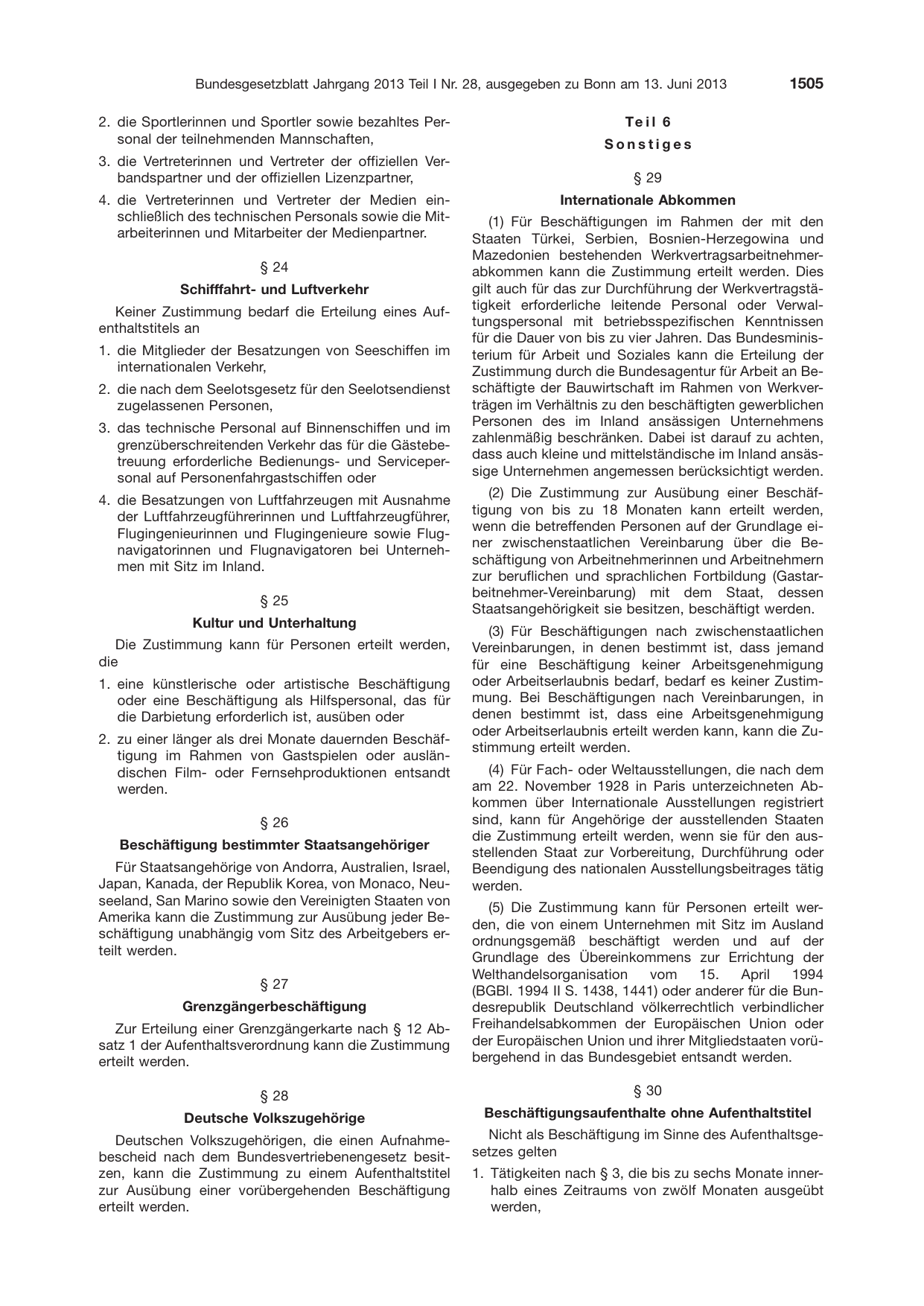 BGBl. 2013, Seite 1505 — Originalseite als Abbildung