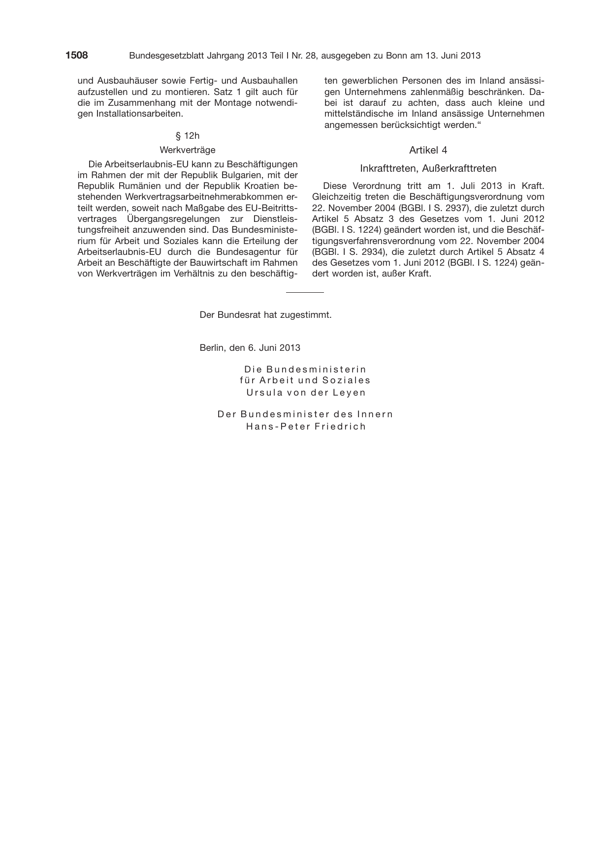 BGBl. 2013, Seite 1508 — Originalseite als Abbildung