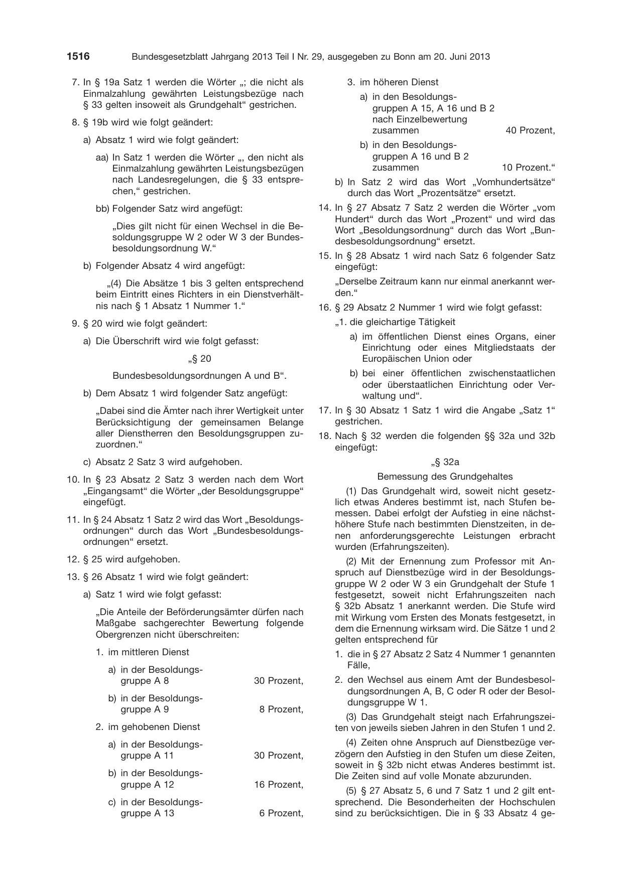 BGBl. 2013, Seite 1516 — Originalseite als Abbildung