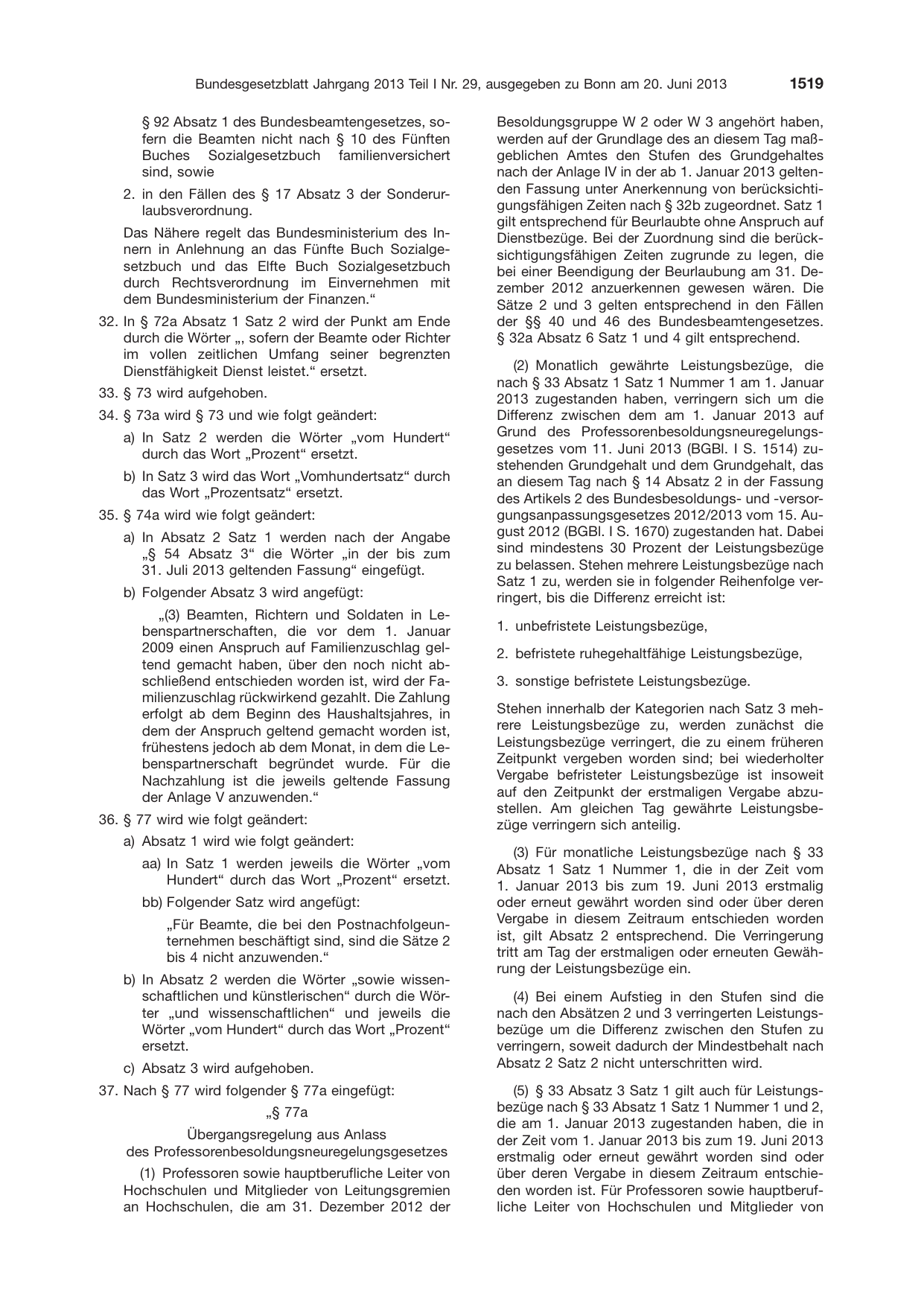 BGBl. 2013, Seite 1519 — Originalseite als Abbildung